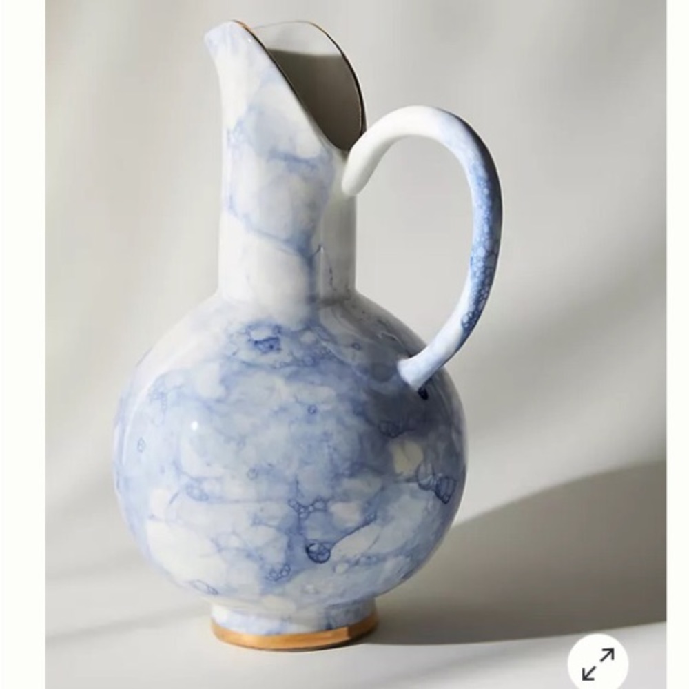 Anthropologie Hand Glazed Stoneware Large Pitcher Vase New In Box Rare NWT